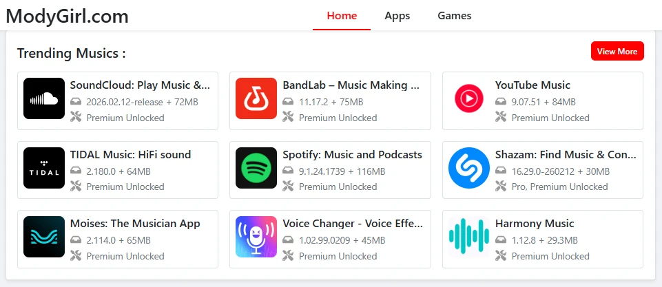 ModyGirl App Interface